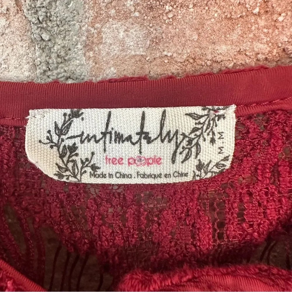 Intimately Free People Lace Snap Up Dress Maroon Women’s Medium Red Whimsigoth